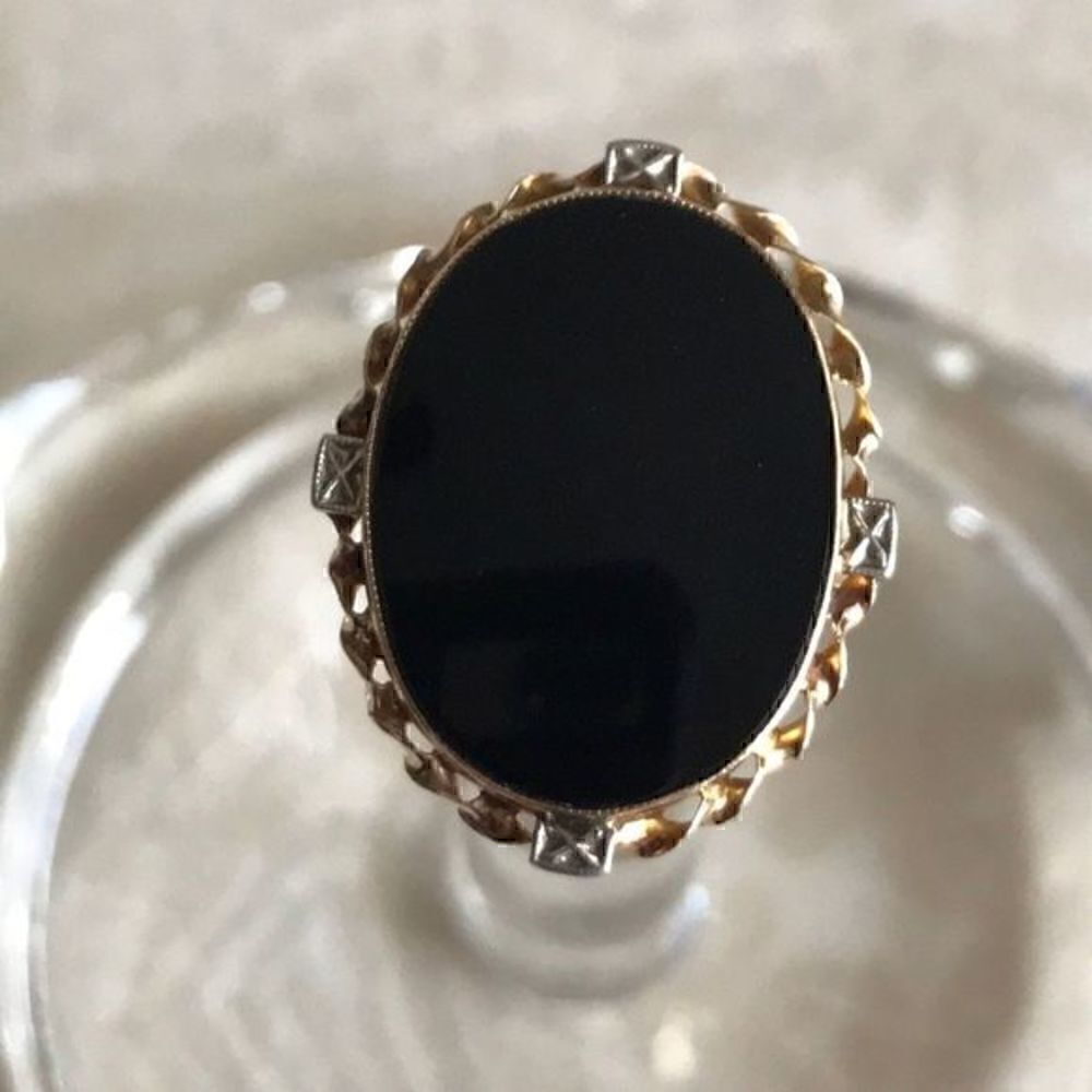 10k Real solid gold ONYX stone​​ Ring